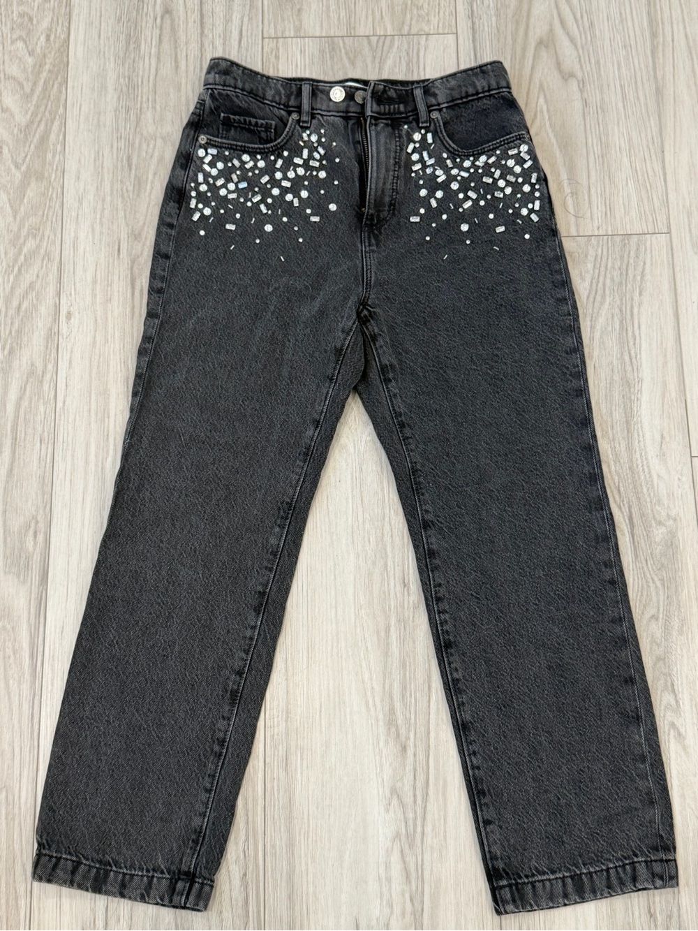 LOFT Black Cropped Jeans with  Bead Embellishment
